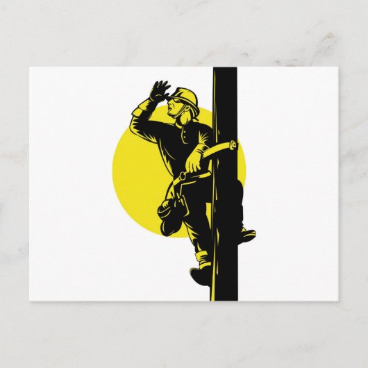 Elektrische krachtwerker van de Power Lineman Briefkaart (Voorkant)