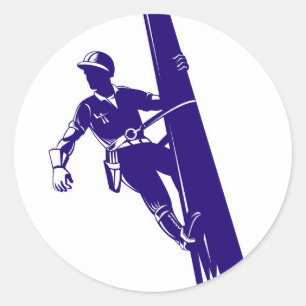 Elektrische krachtwerker van de Power Lineman Ronde Sticker