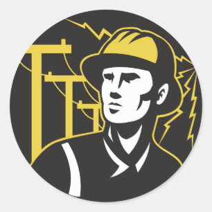 Elektrische krachtwerker van de Power Lineman Ronde Sticker