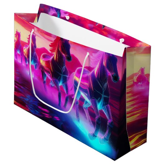 Elektrische kudde - Synthwave paarden Groot Cadeauzakje (Voorkant Gekanteld)