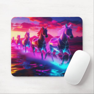 Elektrische kudde - Synthwave paarden Muismat