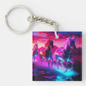 Elektrische kudde - Synthwave paarden Sleutelhanger (voorkant)