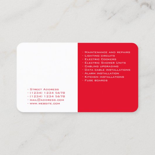 Elektrische kunst aan twee zijden gesplitst visitekaartje (Achterkant)