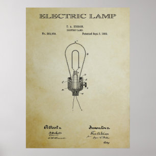 ELEKTRISCHE LAMP PATENT 3 - 1882 POSTER