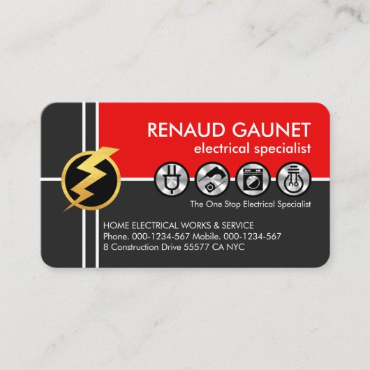 elektrische leidingen doorkruisen visitekaartje (Voorkant)