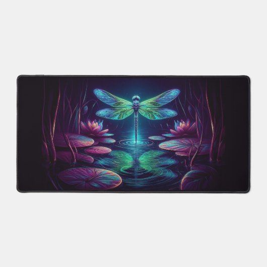 Elektrische libel, opvallende neondieren bureaumat (Voorkant)