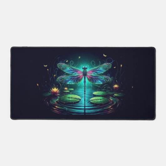 Elektrische libel, opvallende neondieren bureaumat (Voorkant)