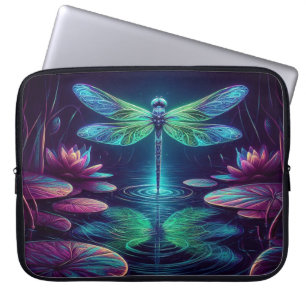 Elektrische libel, opvallende neondieren laptop sleeve