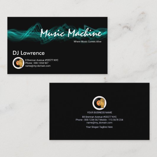 Elektrische lichtbron: geluidsgolven DJ Visitekaartje (Voorkant / Achterkant)