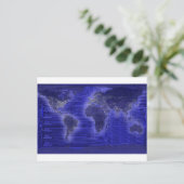 elektrische lichte wereldkaart briefkaart (Staand voorkant)