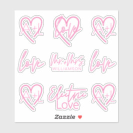 Elektrische Liefde Neon Roze Retro Signage Monogra Sticker