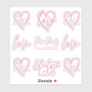 Elektrische Liefde Neon Roze Retro Signage Monogra Sticker