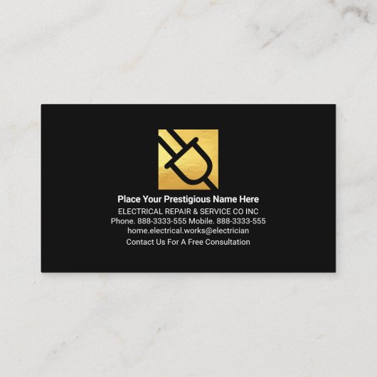 Elektrische Lightning Powers Lightbulb Visitekaartje (Achterkant)