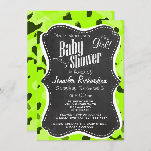 Elektrische Limoen Camo; Camouflage; Krijt look Kaart (Voorkant / Achterkant)