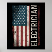 Elektrische Lineman Electricia (Amerikaanse vlag) Poster (Voorkant)
