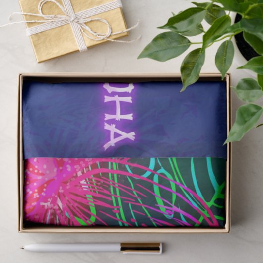 Elektrische Luau Tropische Nacht Aloha Verjaardags Tissuepapier (Geschenk)