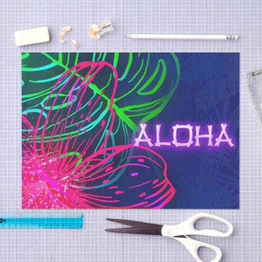 Elektrische Luau Tropische Nacht Aloha Verjaardags Tissuepapier (Craft)