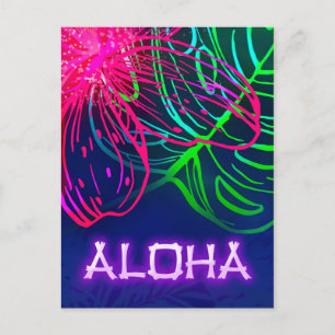 Elektrische Luau Tropische Nacht Neon Aloha Sla Da Aankondigingskaart