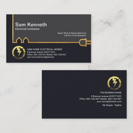 Elektrische machtslijn voor de creatieve Gold Buil Visitekaartje (Voorkant / Achterkant)