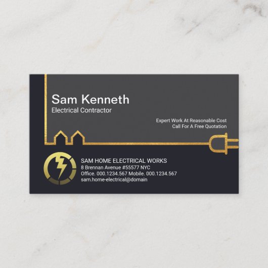 Elektrische machtslijn voor de creatieve Gold Buil Visitekaartje (Voorkant)