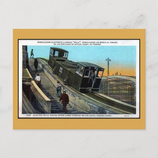  elektrische muilsleeplijn Panama-kanaal Briefkaart (Voorkant)