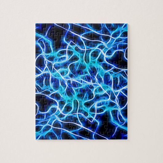 Elektrische Neon Aqua Blue Blauwgroen bliksem Legpuzzel (Verticaal)