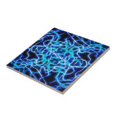 Elektrische Neon Aqua Blue Blauwgroen bliksem Tegeltje (Zijkant)
