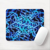 Elektrische Neon Blauwe Teslaspoel Bliksem Muismat (Met muis)