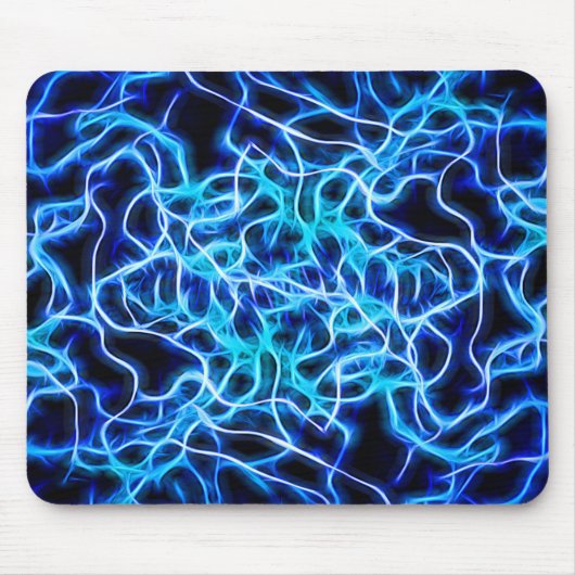 Elektrische Neon Blauwe Teslaspoel Bliksem Muismat (Voorkant)