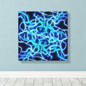 Elektrische neon Blue Tesla Coil Lightning Canvas Afdruk (Insitu (Houten vloer))