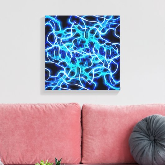 Elektrische neon Blue Tesla Coil Lightning Canvas Afdruk (Insitu (Woonkamer))