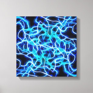 Elektrische neon Blue Tesla Coil Lightning Canvas Afdruk