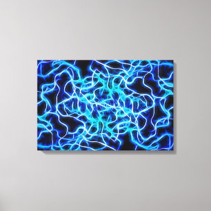 Elektrische neon Blue Tesla Coil Lightning Canvas Afdruk