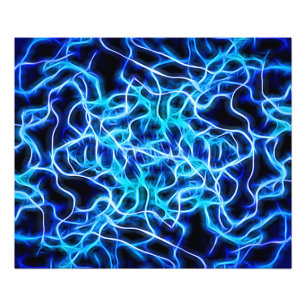 Elektrische neon Blue Tesla Coil Lightning Foto Afdruk