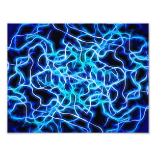 Elektrische neon Blue Tesla Coil Lightning Foto Afdruk