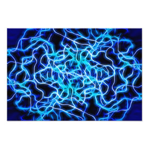Elektrische neon Blue Tesla Coil Lightning Foto Afdruk