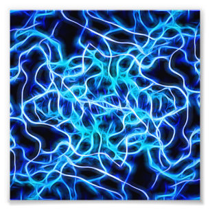 Elektrische neon Blue Tesla Coil Lightning Foto Afdruk
