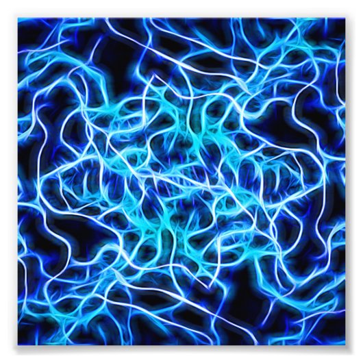 Elektrische neon Blue Tesla Coil Lightning Foto Afdruk (Voorkant)