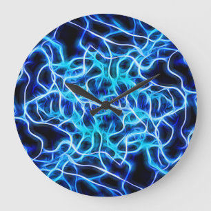 Elektrische neon Blue Tesla Coil Lightning Grote Klok