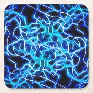 Elektrische neon Blue Tesla Coil Lightning Kartonnen Onderzetters