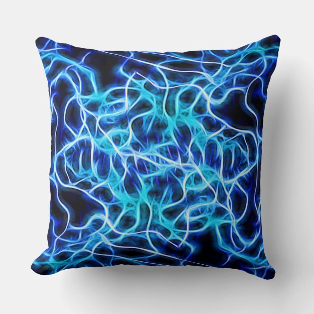 Elektrische neon Blue Tesla Coil Lightning Kussen (Voorkant)