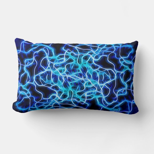 Elektrische neon Blue Tesla Coil Lightning Kussen (Voorkant)