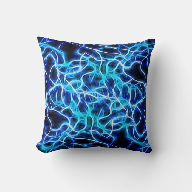Elektrische neon Blue Tesla Coil Lightning Kussen (Voorkant)