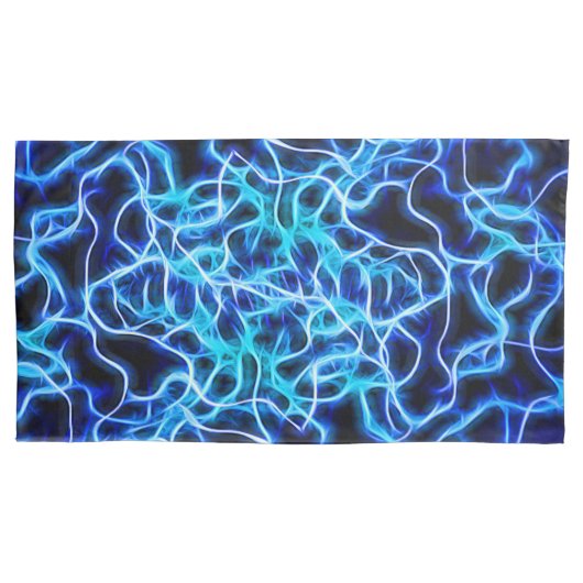 Elektrische neon Blue Tesla Coil Lightning Kussensloop (Voorkant)