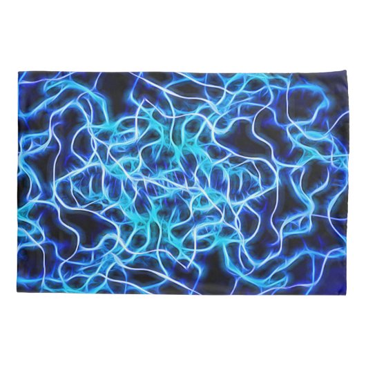 Elektrische neon Blue Tesla Coil Lightning Kussensloop (Achterkant)