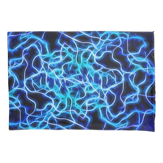 Elektrische neon Blue Tesla Coil Lightning Kussensloop (Voorkant)