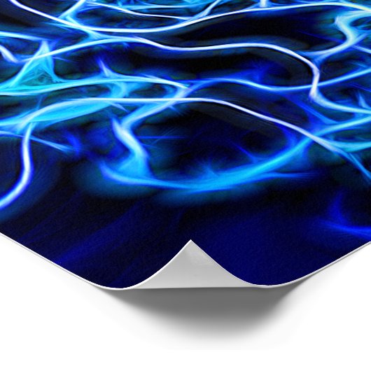 Elektrische neon Blue Tesla Coil Lightning Poster (Hoek)