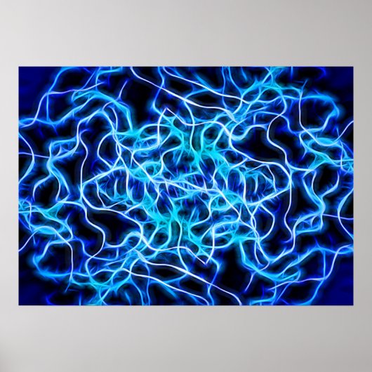 Elektrische neon Blue Tesla Coil Lightning Poster (Voorkant)