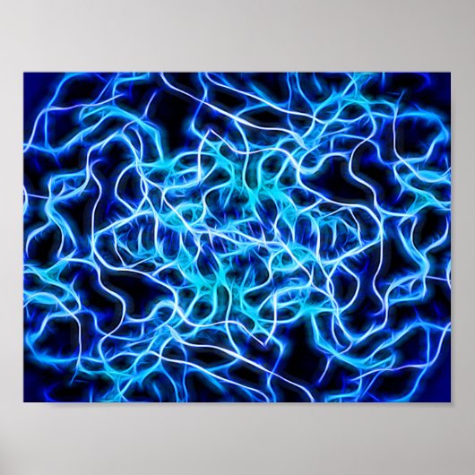 Elektrische neon Blue Tesla Coil Lightning Poster (Voorkant)