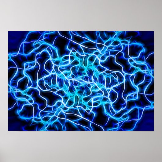 Elektrische neon Blue Tesla Coil Lightning Poster (Voorkant)